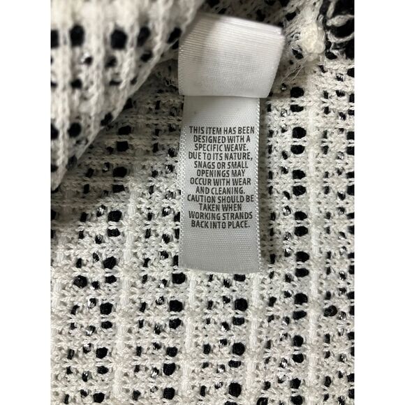 St. John Boutiques Ivory Black Boucle Knit Open-Front Jacket Size 14 - Picture 8 of 9